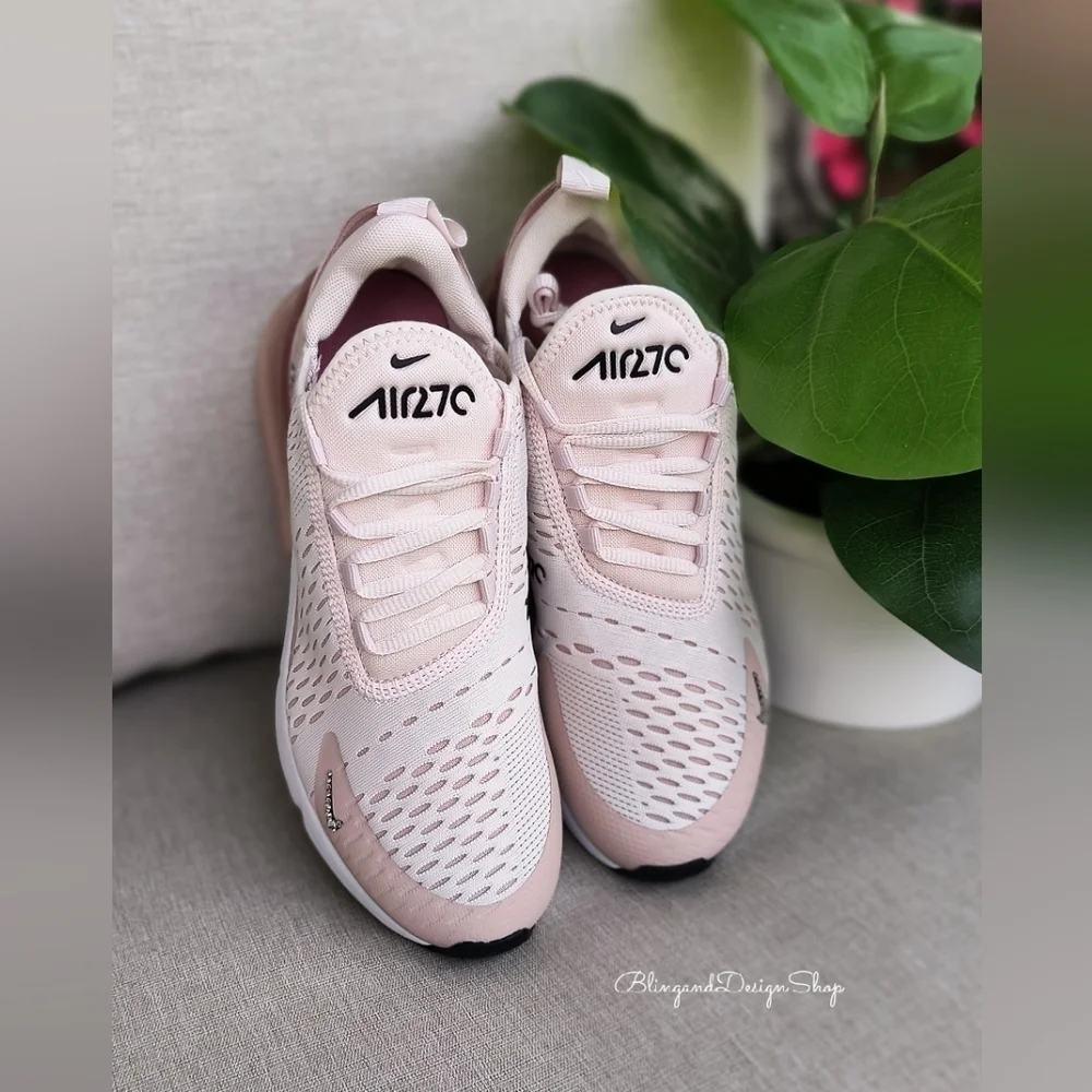 Bling Nike Women's Air Max 270 Pink Sneakers Shoes Customized with Crystals